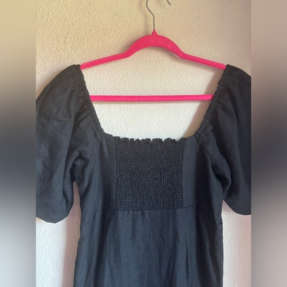 NWT Boden Black 100% Linen Short Sleeve Halter Neck Cutout Column Midi Dress 6 - Picture 5 of 12